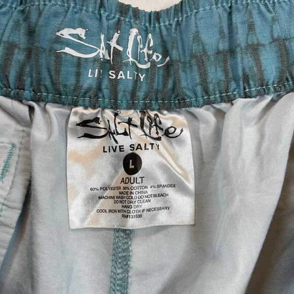 Salt Life Live Salty Women's Large Palm Tree Tropical Board Shorts Blue Swim - Picture 3 of 4